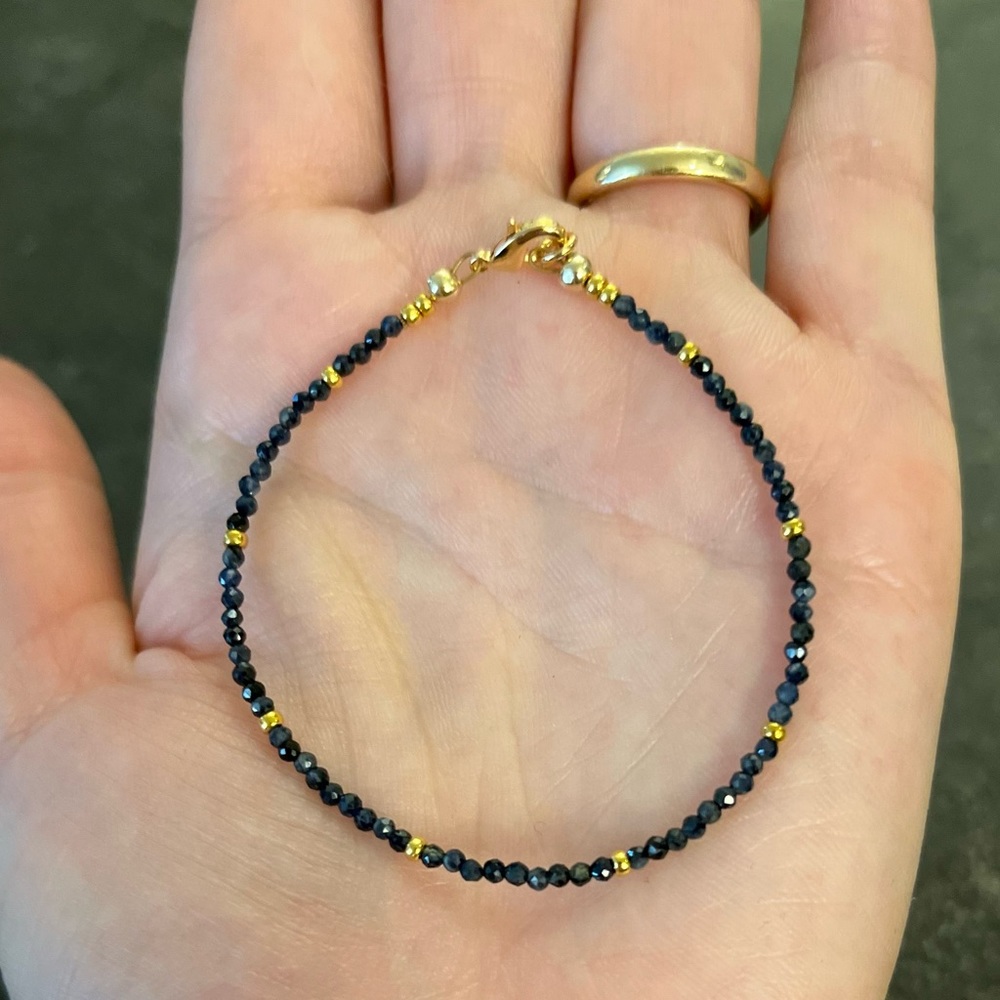 Natural blue sapphire and gold filled beaded bracelet 🧿